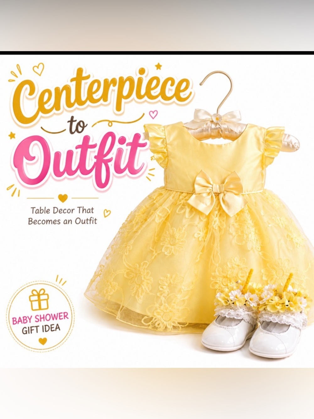 Sweet Sunshine Yellow Centerpiece For Baby Shower, Little Girls Birthday